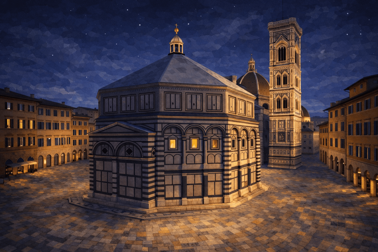 Abbildung zur Frage: Wie heißt das Baptisterium gegenüber dem Dom von Florenz?