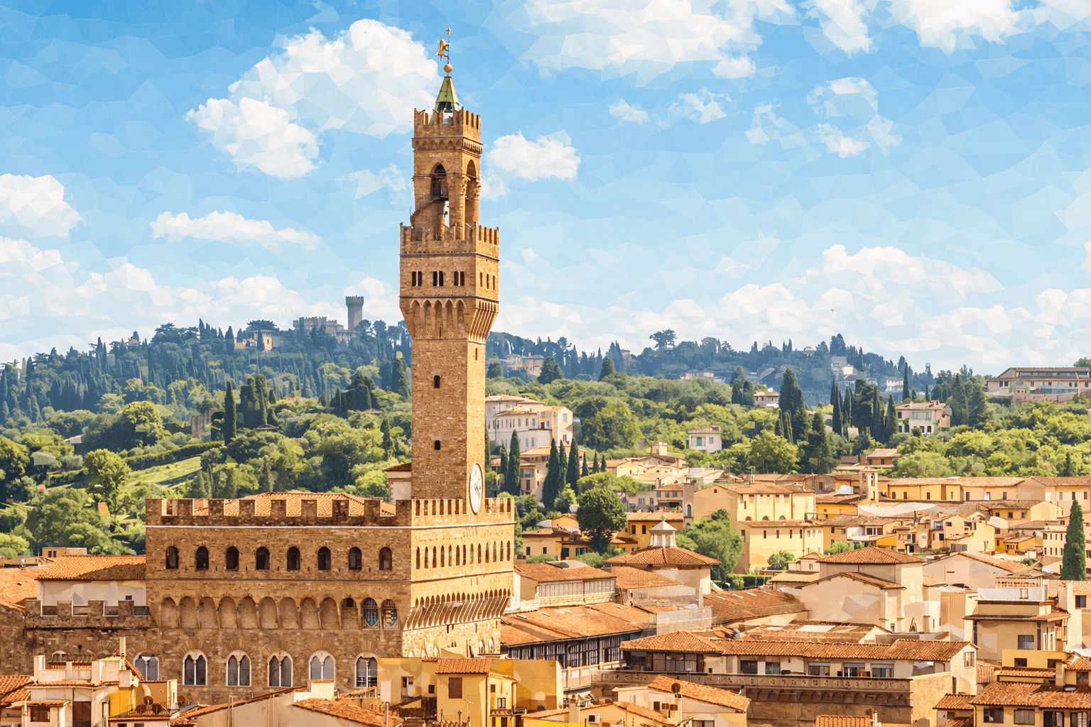 Abbildung zur Frage: Wie heißt der markante Turm des Palazzo Vecchio?