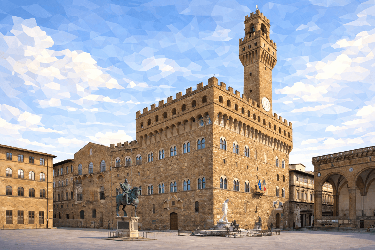 Abbildung zur Frage: Welches beeindruckende Gebäude in Florenz diente als Sitz der Florentiner Republik und ist heute ein Museum?