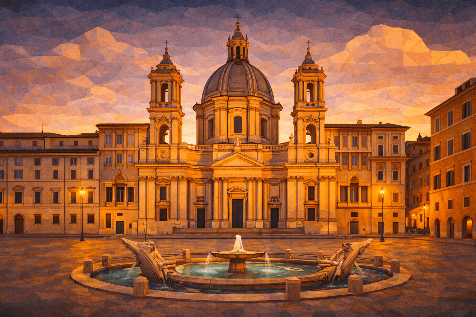 Abbildung zur Frage: Welche Kirche auf der Piazza Navona beherbergt das Grab von Papst Innozenz X., der die Gestaltung des Platzes maßgeblich beeinflusste?