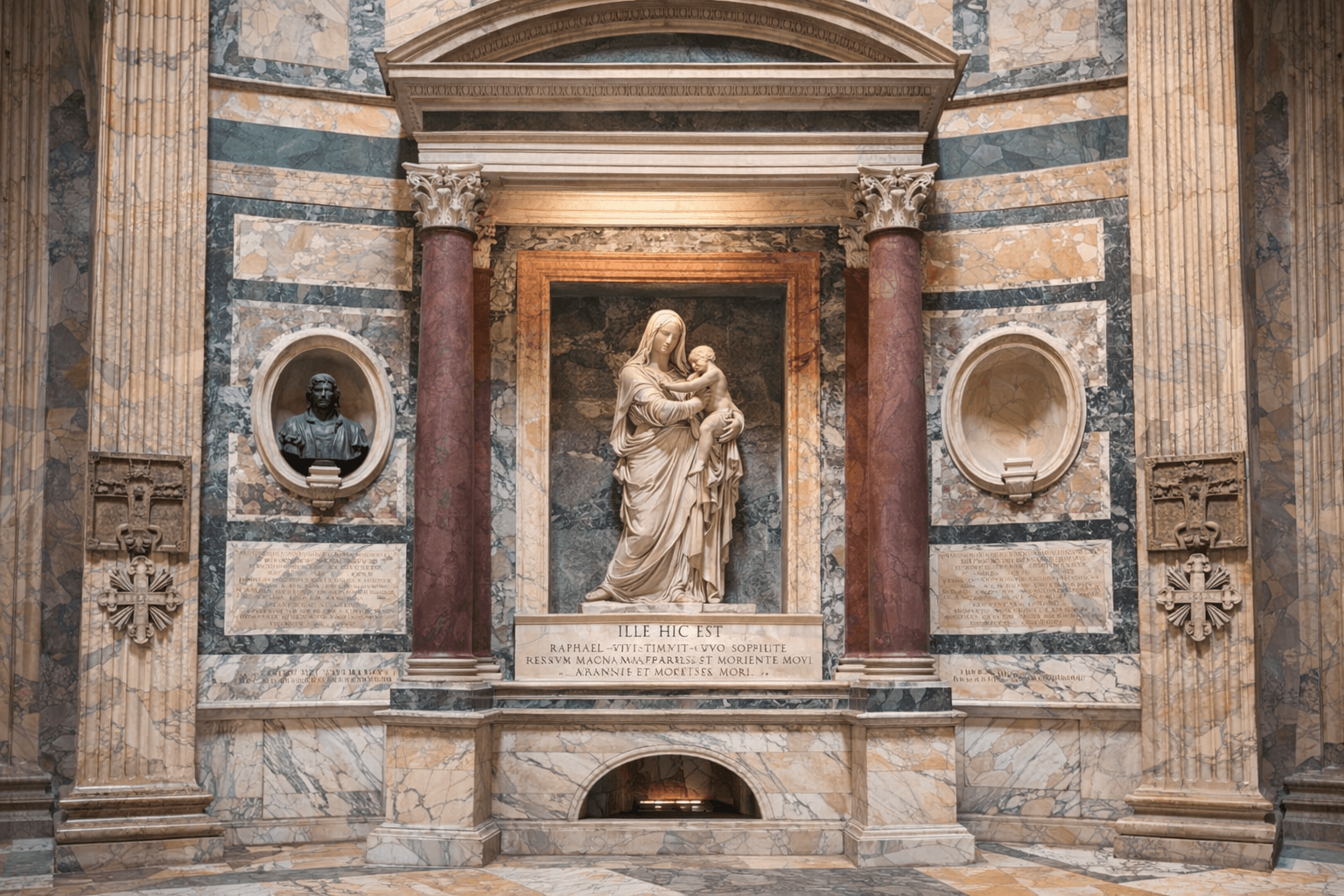 Abbildung zur Frage: Welcher bedeutende Künstler der italienischen Renaissance wurde im Pantheon beigesetzt?