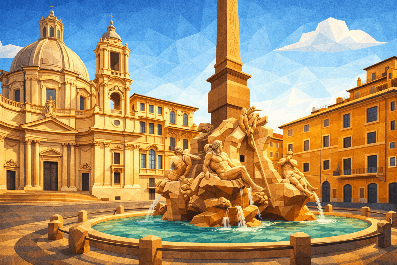 Abbildung zur Frage: Einer der dreizehn Obelisken in Rom, steht auf der Piazza Navona. Wie heißt dieser Obelisk?