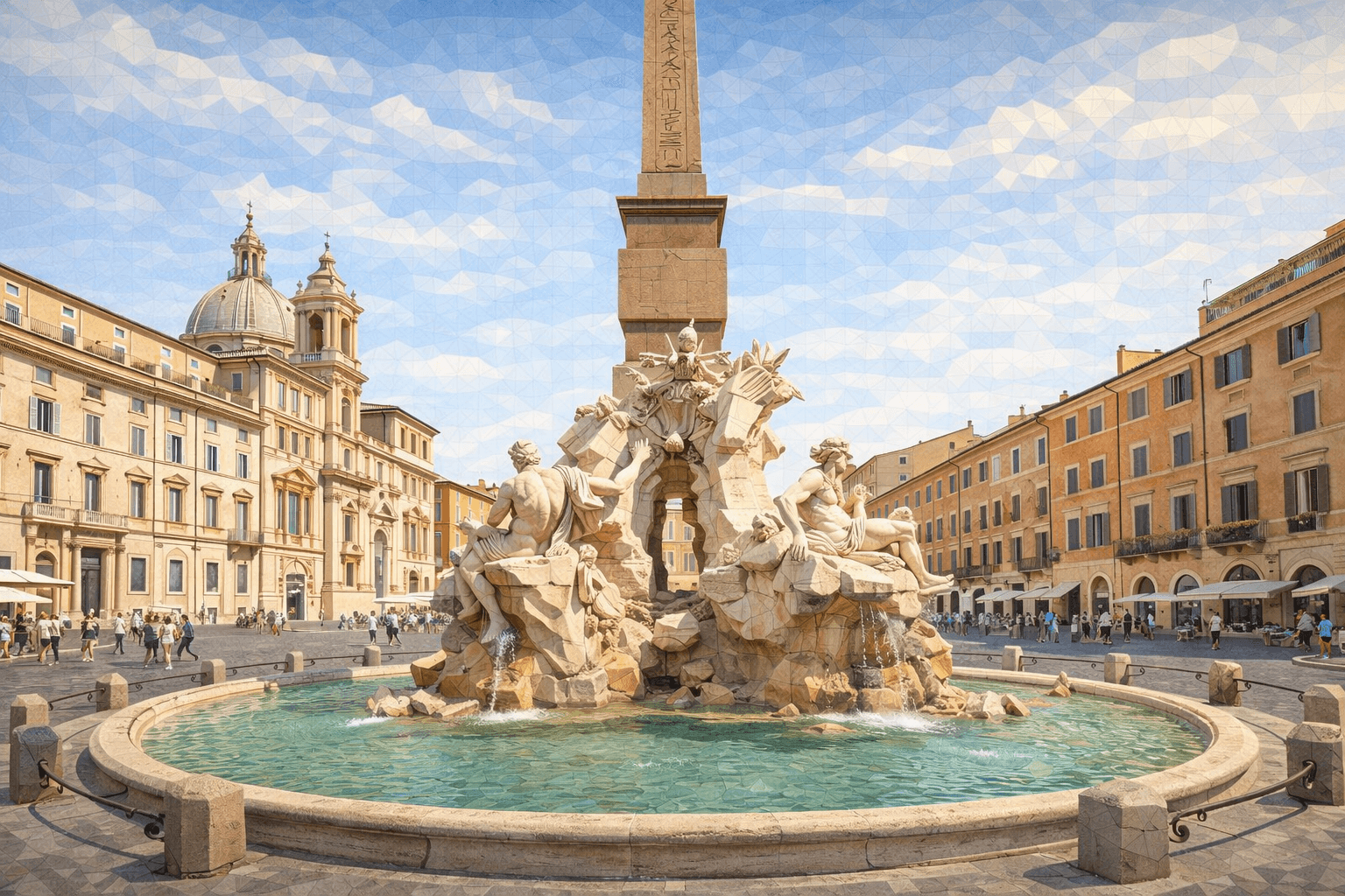 Abbildung zur Frage: Welcher Platz in Rom wird von der berühmten Fontana dei Quattro Fiumi (Vierströmebrunnen) geschmückt?